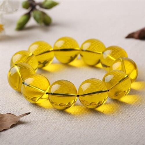 Natural Baltic Amber Elastic Large Bracelet Men Women Golden Pure Ambers Beads Beaded Bracelets Fashion Gifts Jewelry Accessorie