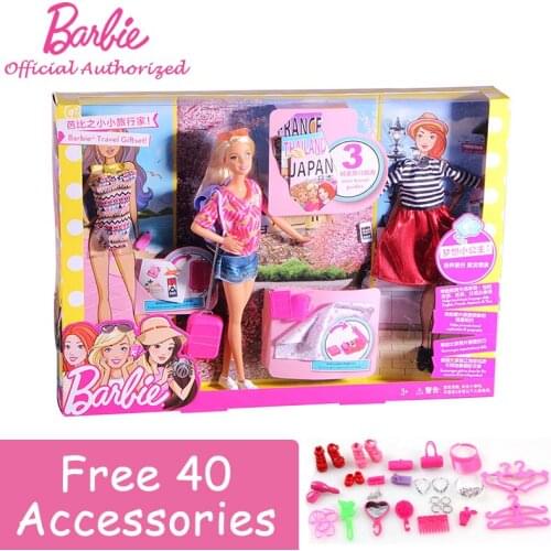 Original Barbie Authorize Brand Travel Style Barbie Girl Pretend Dolls Toy For Christmas Day Gift Barbie Boneca FFB18