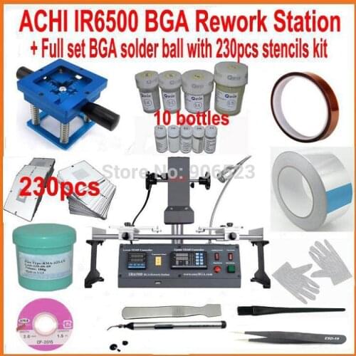 ACHI IR6500 bga rework station motherboard repair machine + 10pcs bga solder ball + 230pcs 90mm bga stencils +19 gifts