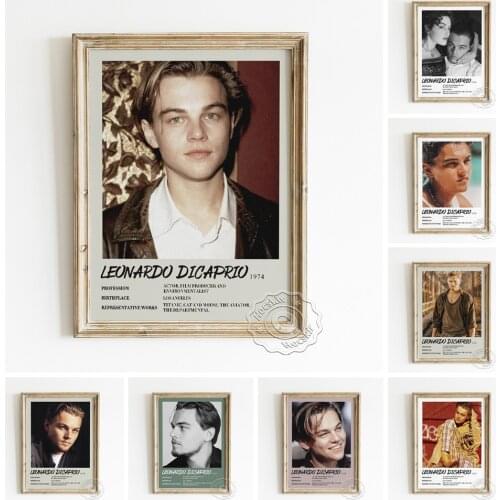 Leonardo Wilhelm Dicaprio Retro Black White Art Poster, Star Portrait Fans Collection Gift, Handsome Man Wall Picture Home Decor