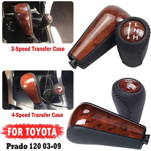 LNH & HNL Gear Shift Knob Genuine Leather Gear Stick Mahogany Shifter Knob For Toyota Prado 120 2005 2006 2007 2008 2009