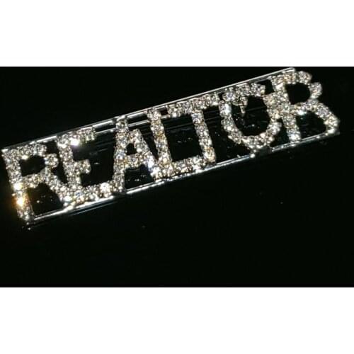 Handmade Lapel Pin "Realtor" Word Brooch Pin Blingbling Crystal Letters Brooch Pin Gift for Real Estate Agent Wholesale