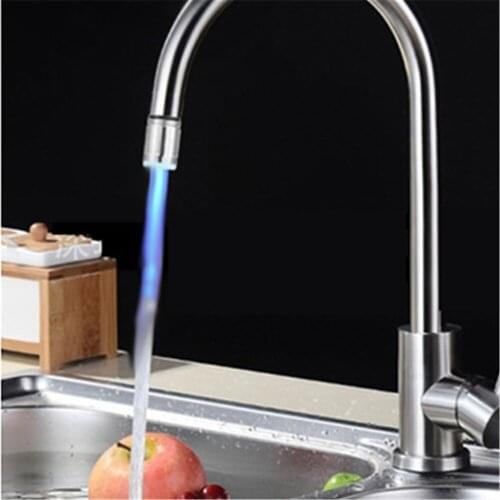 2PCS LED Water Faucet 3 Colors Luminous Light-up Tap Bathroom Kitchen Sink Faucet Water Temperature Control Light Shower Head