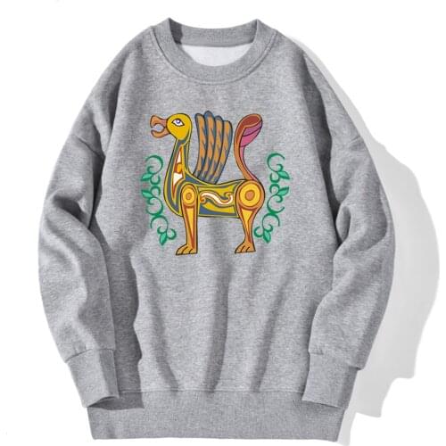 Bird Print Drop shoulders Sweatshirt Mens Casual Fashion Clothing Standard Hipster Pullovers Winter 2020 New Supoleron Hombre