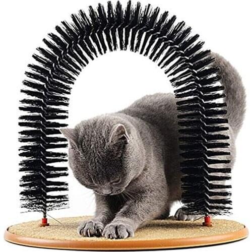 Comfortable Arch Cats Massager Pet Cat Itching Grooming Supplies Round Fleece Base Kitten Toy Scratching Device Brush for Pets