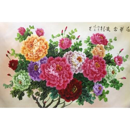 Ultra Low Price Sale 100% Hand Painted High Quality Modern Abstract Canvas Oil Painting Peony Flower Wall Art Picture HomeDecor