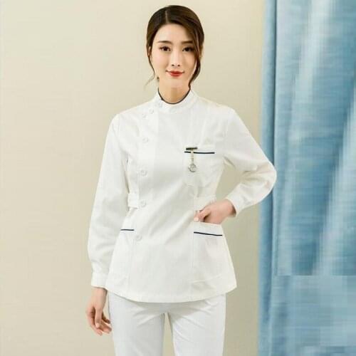 Spa Uniform Women Scrubs Suits Lab Coat Pet Frosted Uniform Scrubs Medical Uniforms Women Veterinary Beauty Salon Workwear AS284