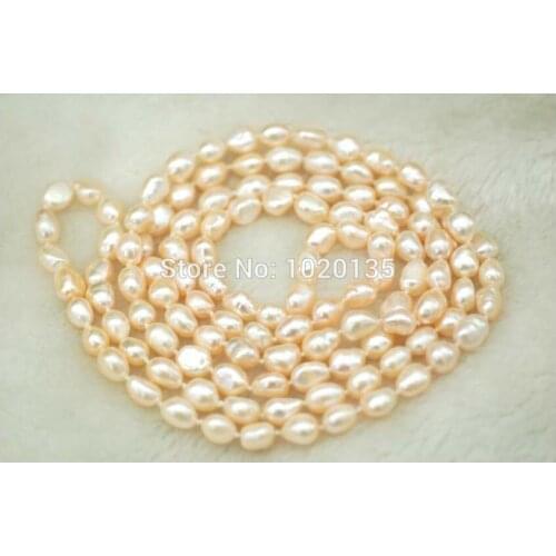 Wow! freshwater pearl baroque shape pink necklace 8-10mm color 43" nature wholesale bead discount gift