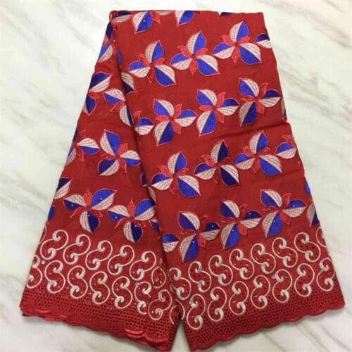 High Quality 2021 Red Cotton Nigerian Lace Fabric Dubai Lace Swiss Voile Lace Embroidered African Dry Lace for Party