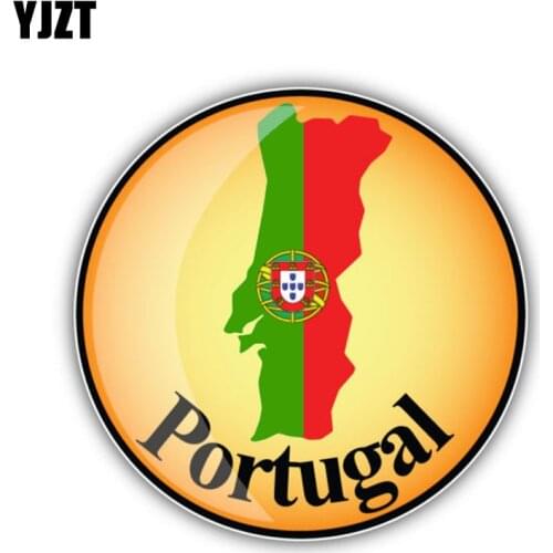 YJZT 12.7CM*12.7CM Portugal Map Flag Car Sticker Round Decal Car Styling 6-1337