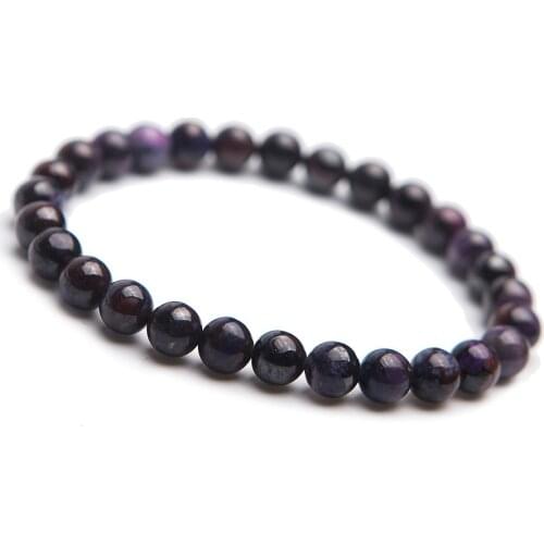 South Africa Genuine Natural Sugilite Gems Stone Crystal Bead Stretch Charm Women Bracelet 7mm