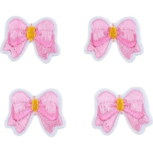 10pcs Cute Pink Bows Patches For Girls Bags Shirts Shoes Suits Dress Decoration DIY Iron On Fabric Appliques Sewing Jeans Badge