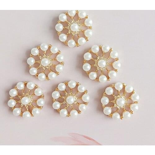 10 pcs/lot Alloy Pearl Flower Buckle Jewelry Flower Heart Decoration Accessories Diy Pearl Buttons-Ornaments Earrings Jewelry