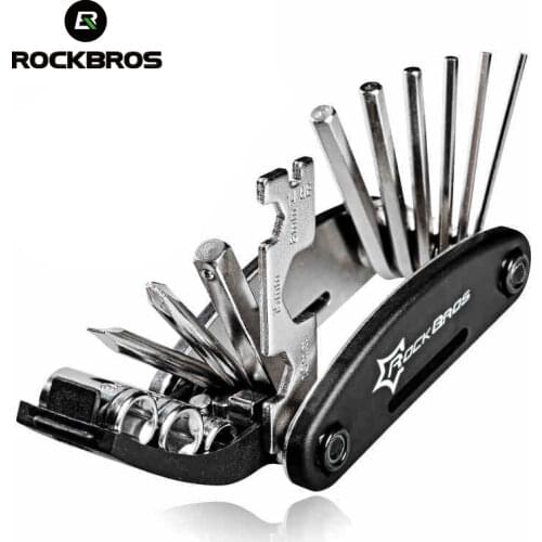 Rockbros 16 in 1 Bike Bicycle Multi Repair Tool Set Kit Hex Spoke Cycle Screwdriver Tool Wrench Mountain Cycle Tool Sets Black