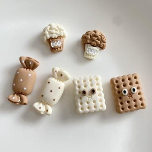 20Pcs Simulation Candy Biscuit Popcorn Flat back Resin Cabochon Fake Food Fit Phone Deco Parts DIY Scrapbooking Hair Accessories