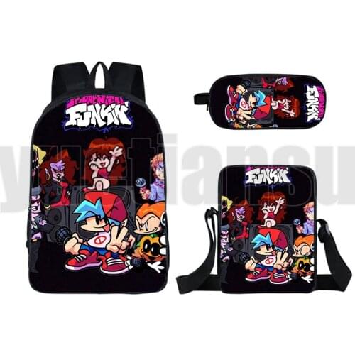 Cosplay Hot Game 3D Friday Night Funkin Backpack Children Kids Back To School 3pcs Gift Boys Girls Pencil case Women Travel bags