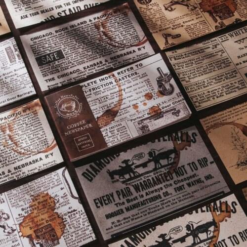 30Pcs Coffee Newspaper Series Mix Material Paper Junk Journal Planner Scrapbooking Vintage Decorative DIY Craft Background Paper