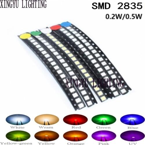 5 colors x20pcs =100pcs 2835 SMD LED Electron Component Blue Yellow White Green Red Orange Purple High Light Emitting Diode DIY