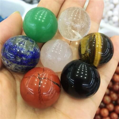 7pcs Natural crystal ball healing crystals ball rose crystal lapis lazuli tiger eye White Crystal obsidian Red jasper