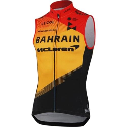 Bahrain McLaren 2020 Men Cycling Jersey Sleeveless Summer MTB Mountain Road Bicycle Short Clothing Orange Ropa Ciclismo Maillot