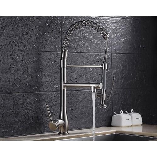Free ship Brushed Nickel Dual-Function Pull Down Spray Pre-Rinse Kitchen Faucet Mixer Tap