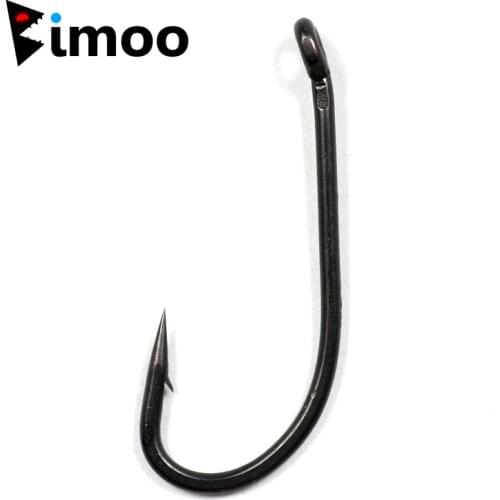 Bimoo 20pcs Coating Long Shank Carp Fishing Hook Down Eye High Carbon Steel Carp Fishing Hook Rig Hooks