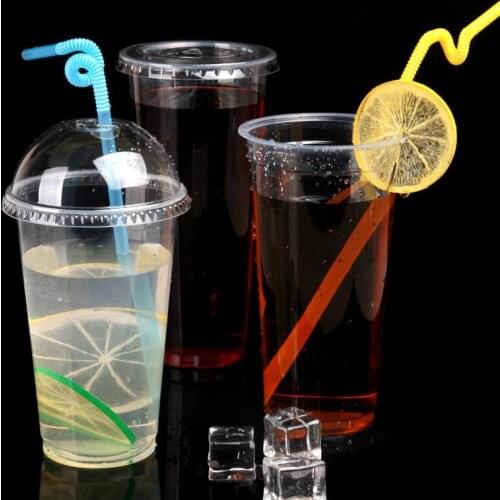 50pcs High quality 9cm caliber disposable plastic cup high transparent thick milk tea cup with lid package cold drink juice cup