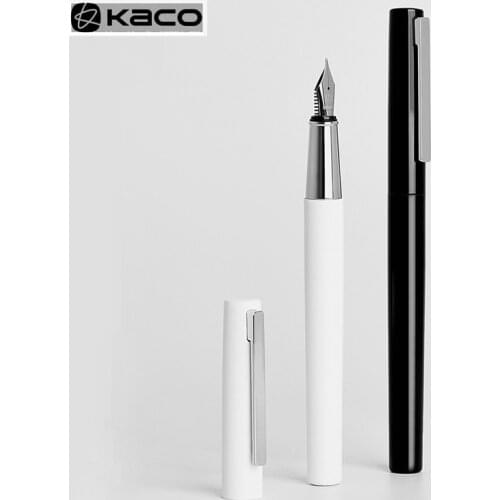 Kaco BRIO Black/White Fountain Pen with Ink Bag Storage Bag Box Case 0.3mm Nib Metal Inking Pen for Writing Signing Pen