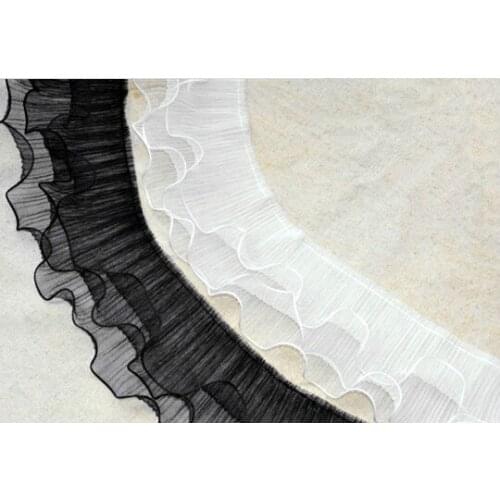 Black and white three layer gauze, agaric edge organ, pleated folds, lace wedding dress, doll lace, tight edge accessories