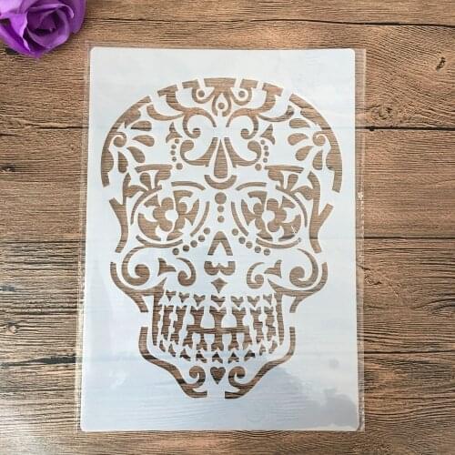 Decorative Wall Painting Stencils 29cm A4 Vintage Diamond Totem DIY Scrapbook Coloring Embossing Album skull stencil