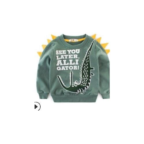 Children Cartoon Dinosaur Pattern Sweatshirt Boy’s Spring Autumn Long-sleeved Warm Pullover Soft Comfortable and Warm Sweater