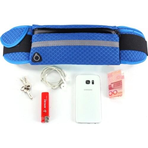 Womens mens breathable colorful unisex sports running waist bag zipper bag leisure fitness riding waist bag with earphone hole