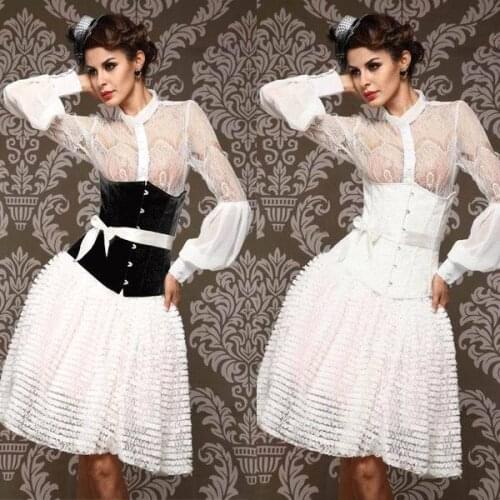 Two Colors For Sexy Underbust Corsets With White Satin Halter Tie Open Cup Corset Bustier