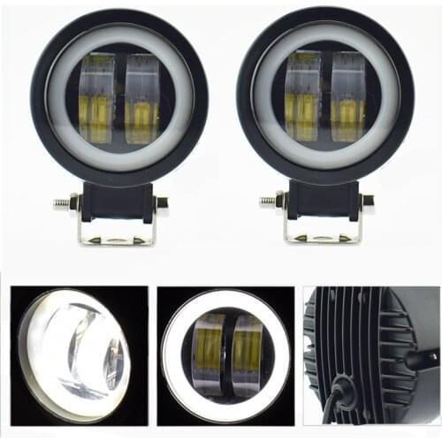 Motorcycle headlights 12v 20w motorbike Work Light LED Moto spotlights Angel Eyes Light fog Spot lamp car accessories headlamp
