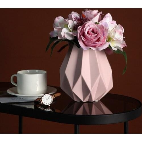 Geometric Rhombus Ceramic Vase Origami Nordic ceramic Basket Container Decor Flower Pot Decoration Ornament Gifts