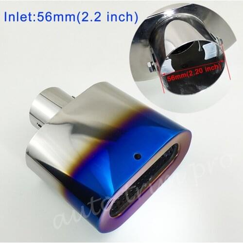 Auto Tail Throat Exhaust Rear Muffler Pipe Tip Cover Trim 55mm 2.2" Inch Caliber Inlet Accessories