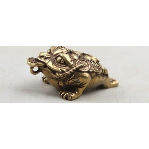 37MM/1.5"Collect Curio Rare Chinese Fengshui Bronze Exquisite Animal Money Golden Xenopus Toad Wealth Pendant Statue Statuary30g
