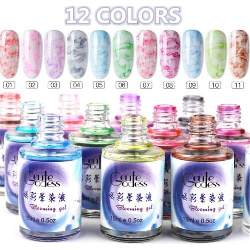 15 ML DIY Watercolor Ink Nail Polish Blooming Gel Smoke Effect Smudge Bubble Varnish Manicure Decor Nail Art Salon