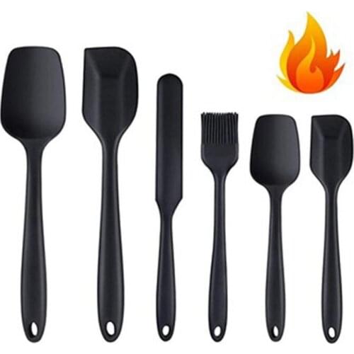 6-Pcs Food Grade Silicone Non-Stick Butter Cooking Spatula Kitchen Utensil Cooking Tool Cake Baking Mixing Tool