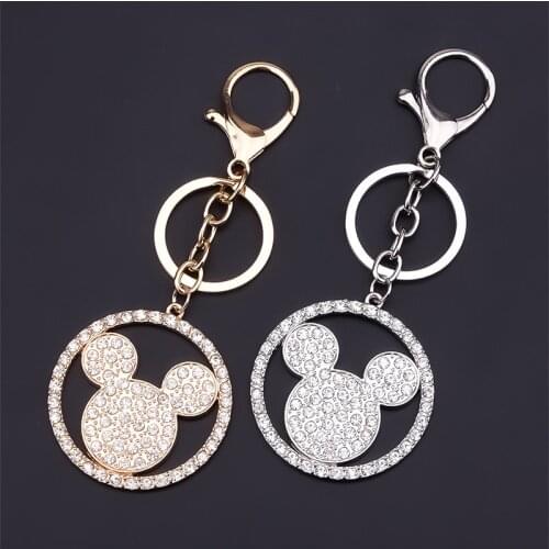 Disney Mickey Mouse Cute Cartoon Metal Keychain Bag Car Key Chain Ring Holder Charms Minnie Keychains Gift Souvenir For Women