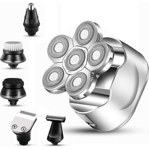 Multifunctional Razors for Men 5 in 1 Bald Head Shaver LED Display Electric Shaver Grooming Kit Waterproof Cordless USB Charger