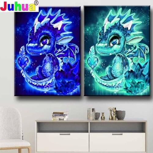 New Diamond Painting Kit Animal 5D DIY Diamond Embroidery Cute Cow Dragon Pictures Of Rhinestones Mosaic Cross Stitch Wall Art