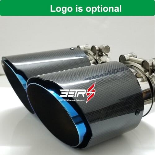 1PC Glossy Blue Muffler Tip End Car Modified Muffler pipe Carbon Fiber Stainless Steel Exhaust Tip With BW 5 Series Without Log