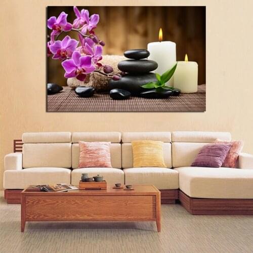 Stone Candel Flowers Wall Art Canvas Poster And Print Canvas Painting Decorative Picture Modern Living Room Home Decor Framework