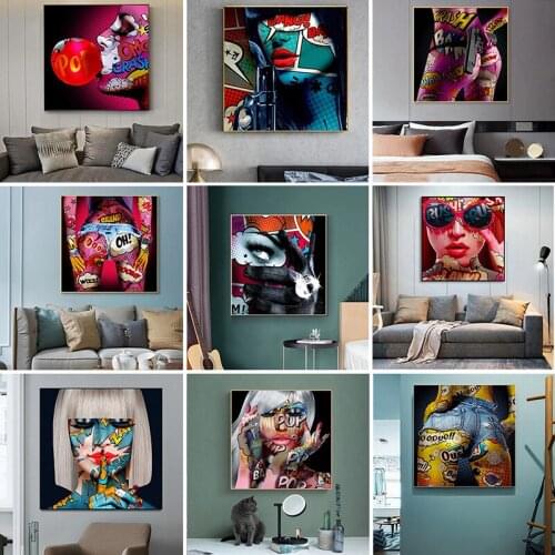 Street Graffiti Art Sexy Women Canvas Paintings on The Wall Art Posters Prints Wall Pictures for Living Room Home Wall Cuadros