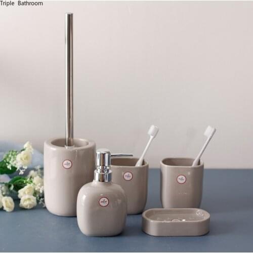 Nordic Style Ceramic Gargle Cup Toilet Brush Toothbrush Holder Soap Dish Liquid Soap Dispenser Bathroom Accessories Supplies