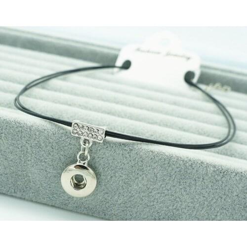 NEW Fashion DJ0104 Beauty Fine Black Collar Choker Funky trendy snap Necklace fit 12MM charm snap buttons snap jewlery