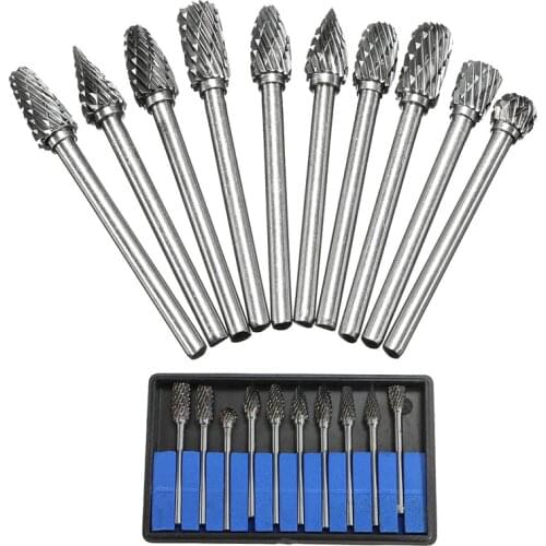 New10pcs 1/8'' CNC Tool Grinders Accessories Tungsten Carbide Cutter Rotary File Woodworking Milling Cutter Polishing Head 3*6mm