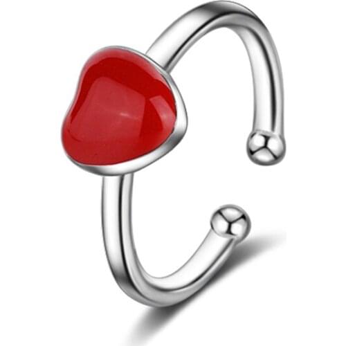 Wholesale 12pcs Tiny Love Red Heart Ring Simple Style Resin Rings Resizable Rings for Women Girls Fashion Jewelry Gifts
