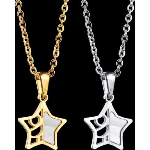 Gold Silver Color Stainless Steel Necklaces Punk Hollow Out Star Pendant Chain Necklace For Men Women Male Hip Hop Rock Style